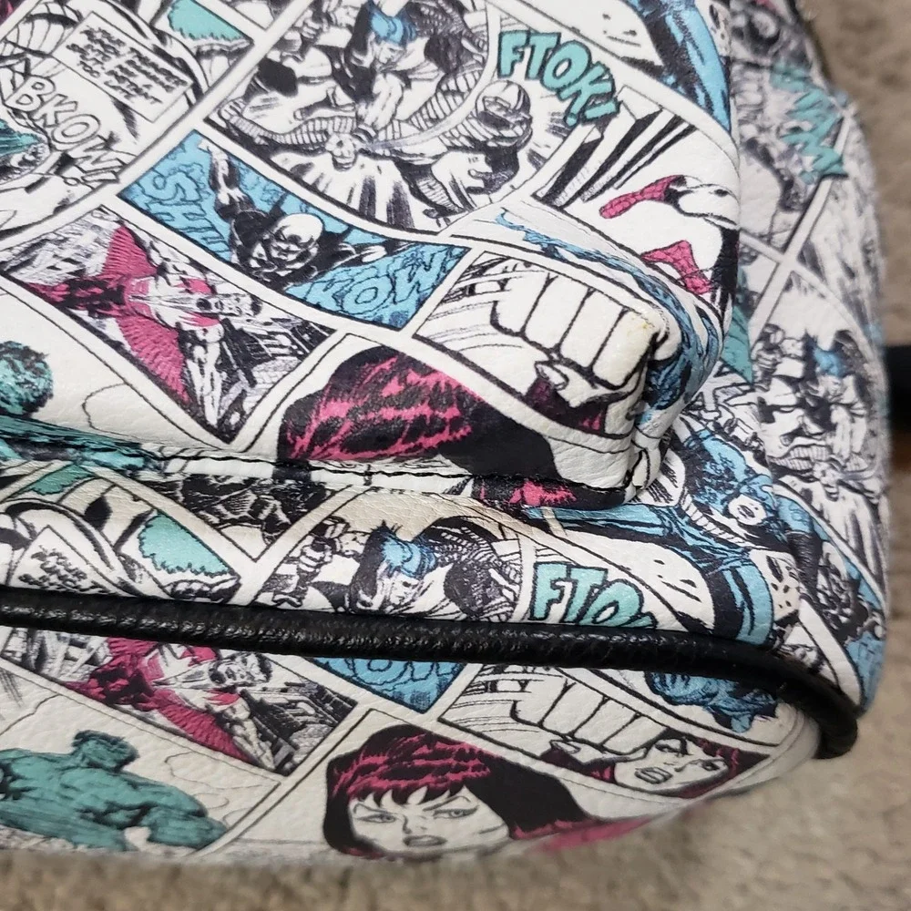 Loungefly Marvel Mini Backpack White Comics AOP Hulk Iron‎ Man Spiderman Cartoon